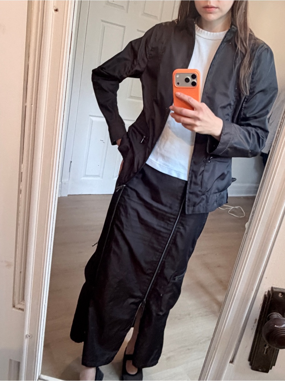 Y2K Zip-Detail Jacket and Skirt Set